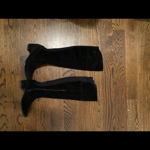 Tall suede black knee high boots